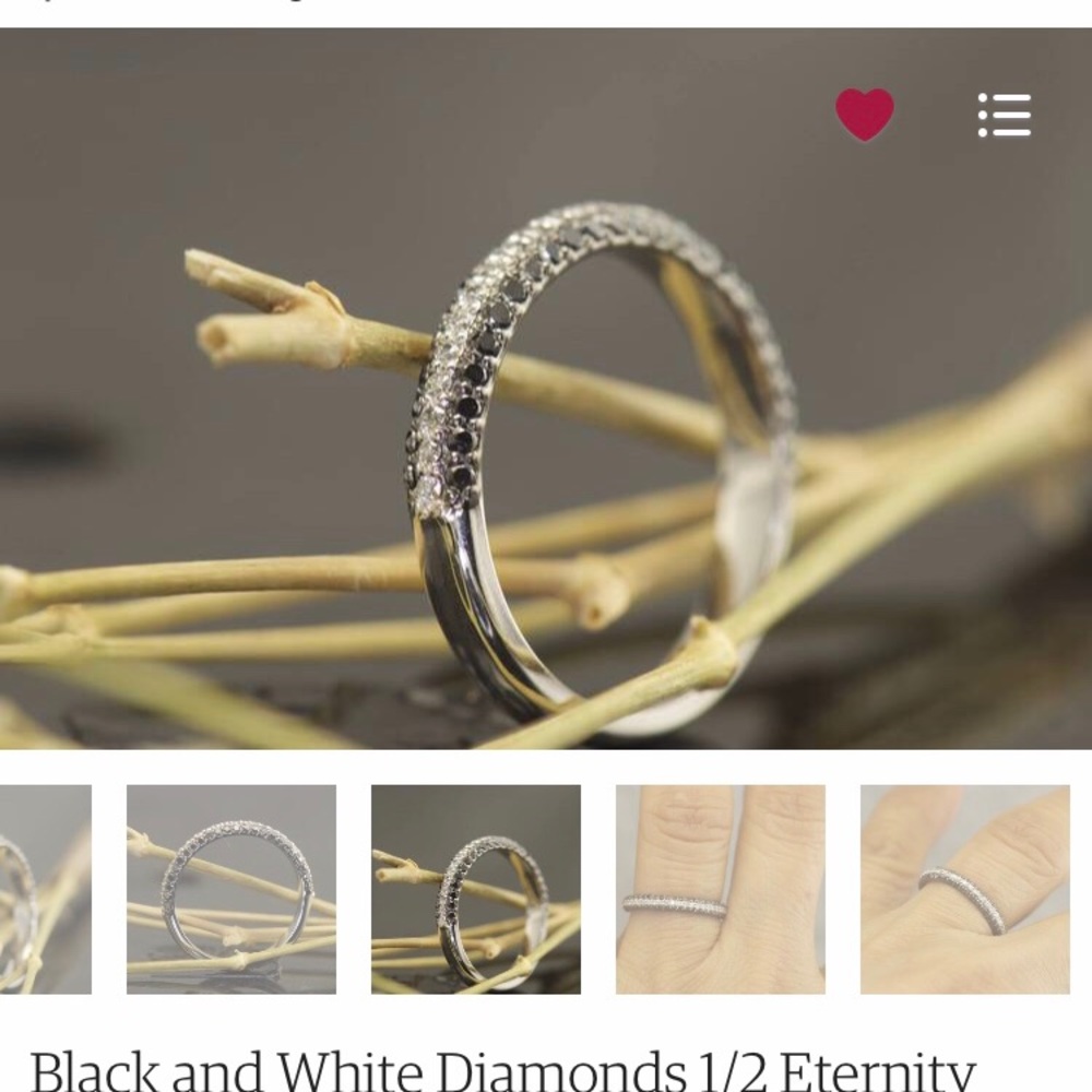 Black and white diamond 1/2 eternity band